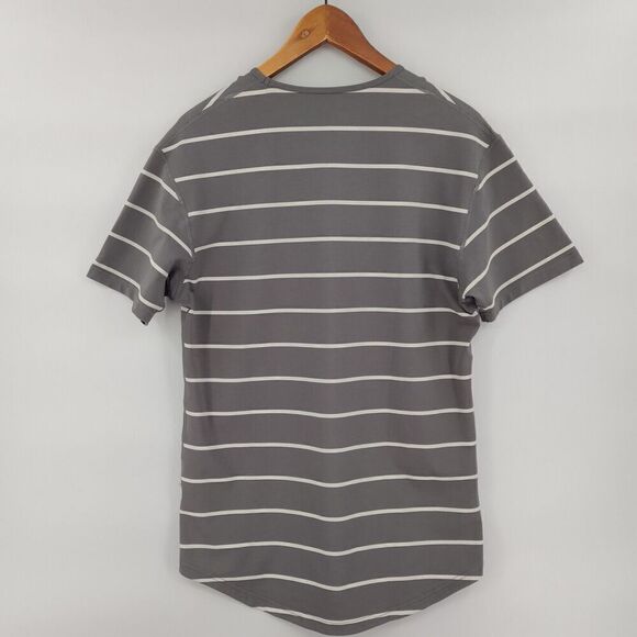 BYLT Shirt Mens Medium Gray Striped Drop Cut Lux Tee - Picture 6 of 11